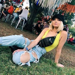 Zara Faux Leather Studded Crossbody Bag/ Fanny Pack